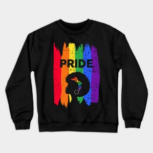 Pride LGBT Black Woman Pride Rainbow Vintage Gift Ideas Crewneck Sweatshirt